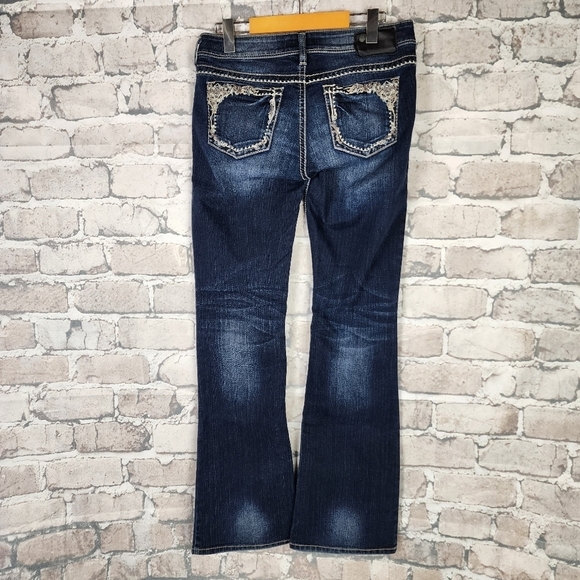Silver Jeans Tuesday Low Rise Factory Fade Whiskered Size W29/L33 Dark Wash - Picture 11 of 16